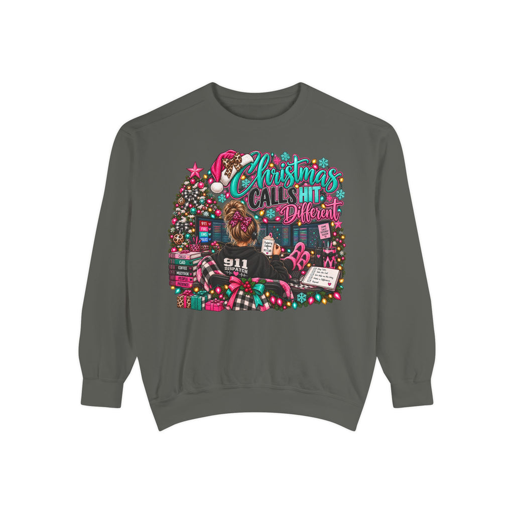 Christmas Calls Hit Different | 911 Dispatcher Comfort Colors® Crewneck Sweatshirt