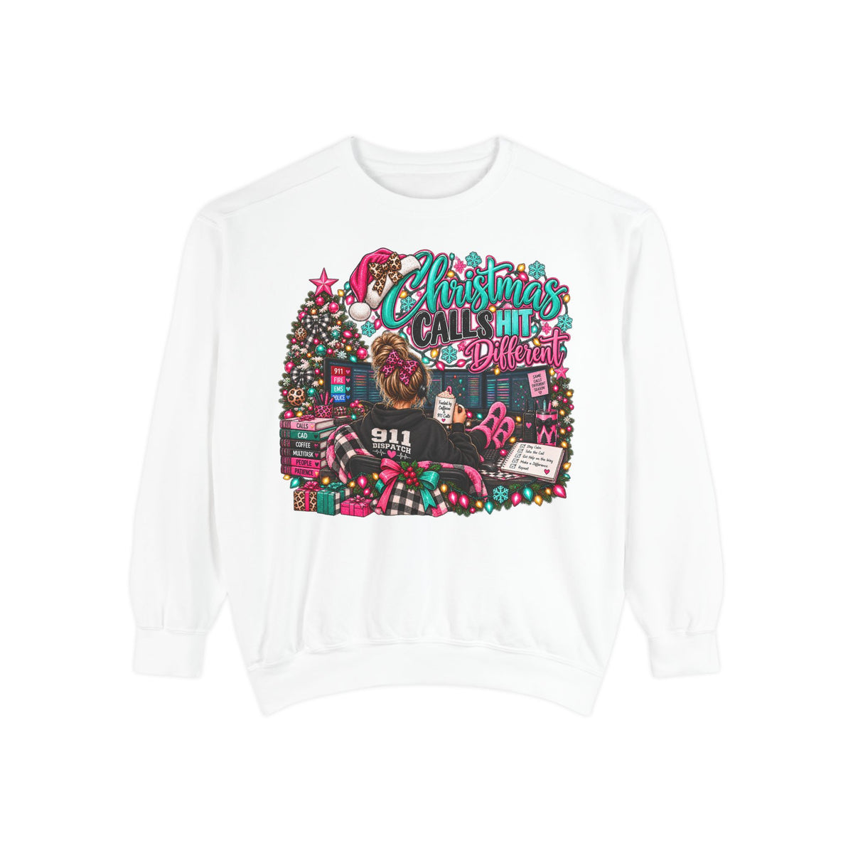 Christmas Calls Hit Different | 911 Dispatcher Comfort Colors® Crewneck Sweatshirt
