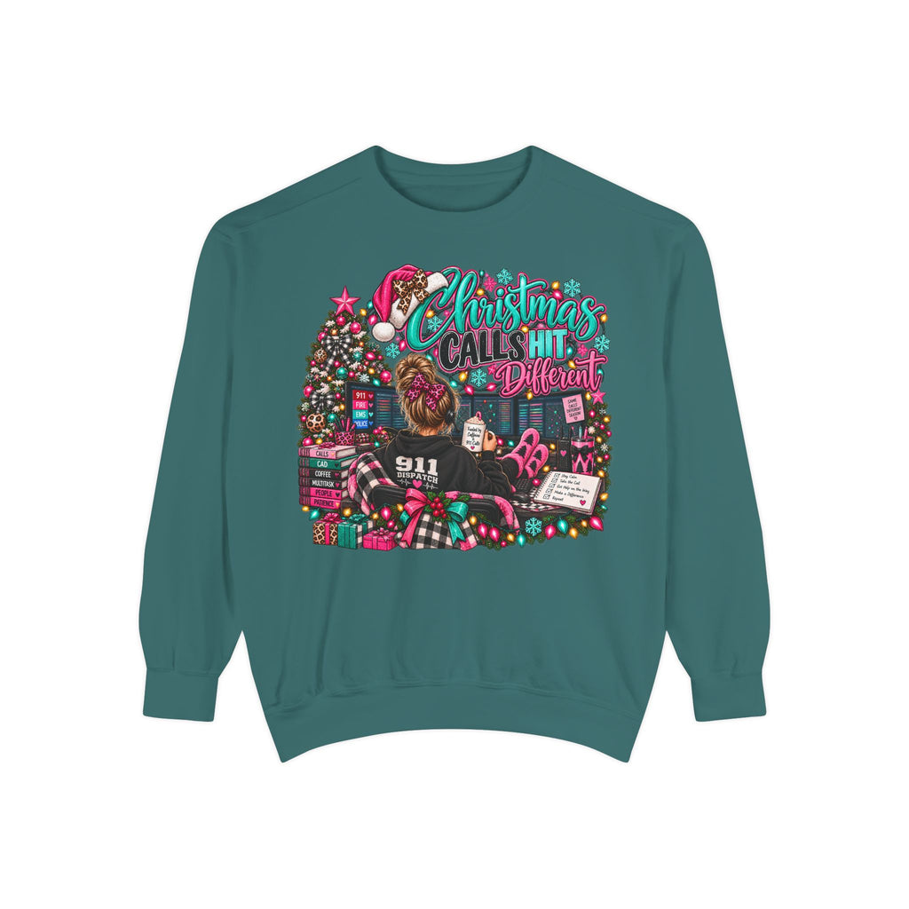 Christmas Calls Hit Different | 911 Dispatcher Comfort Colors® Crewneck Sweatshirt