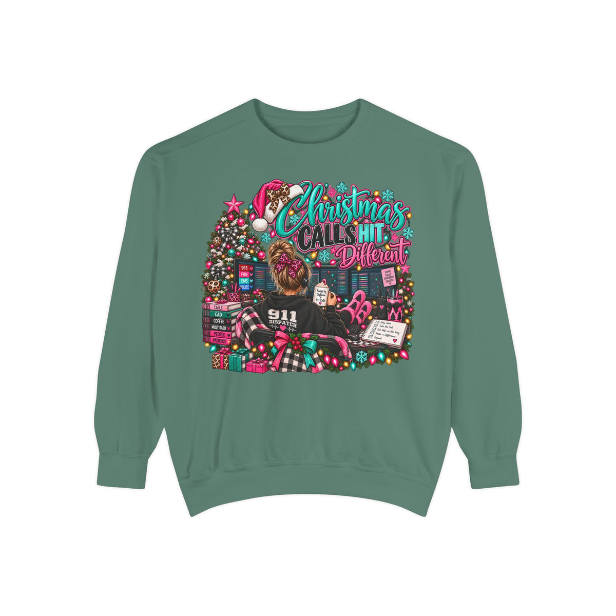 Christmas Calls Hit Different | 911 Dispatcher Comfort Colors® Crewneck Sweatshirt
