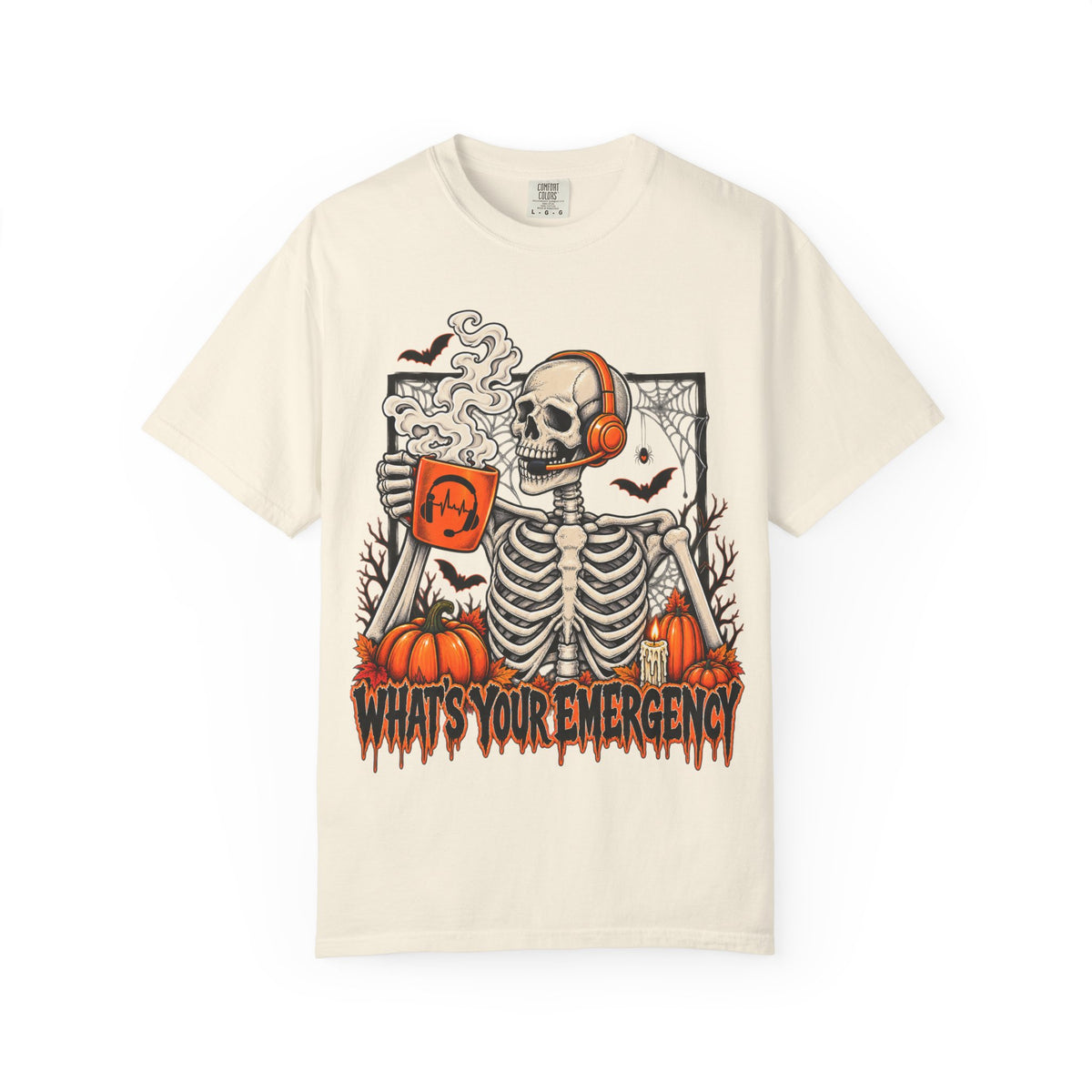 What's Your Emergency? | Spooky 911 Dispatcher Skeleton Comfort Colors® T-Shirt