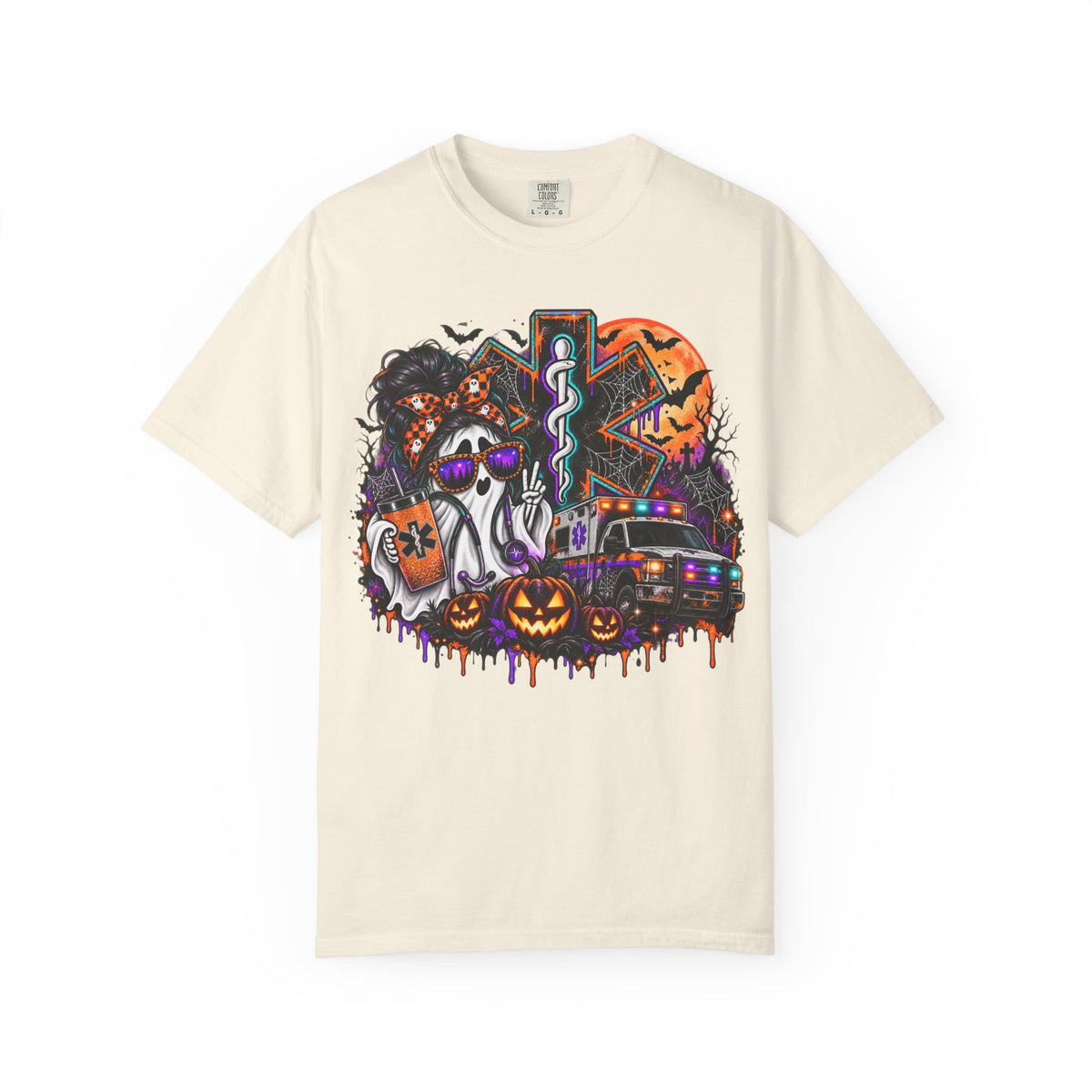 Spooky Season EMS Ghost | Halloween EMT & Paramedic Comfort Colors® T-Shirt