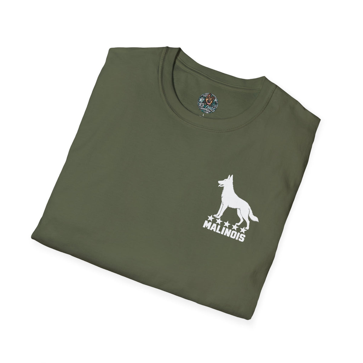 Belgian Malinois Camo American Flag T-Shirt | K9 Working Dog Shirt | Gildan 64000