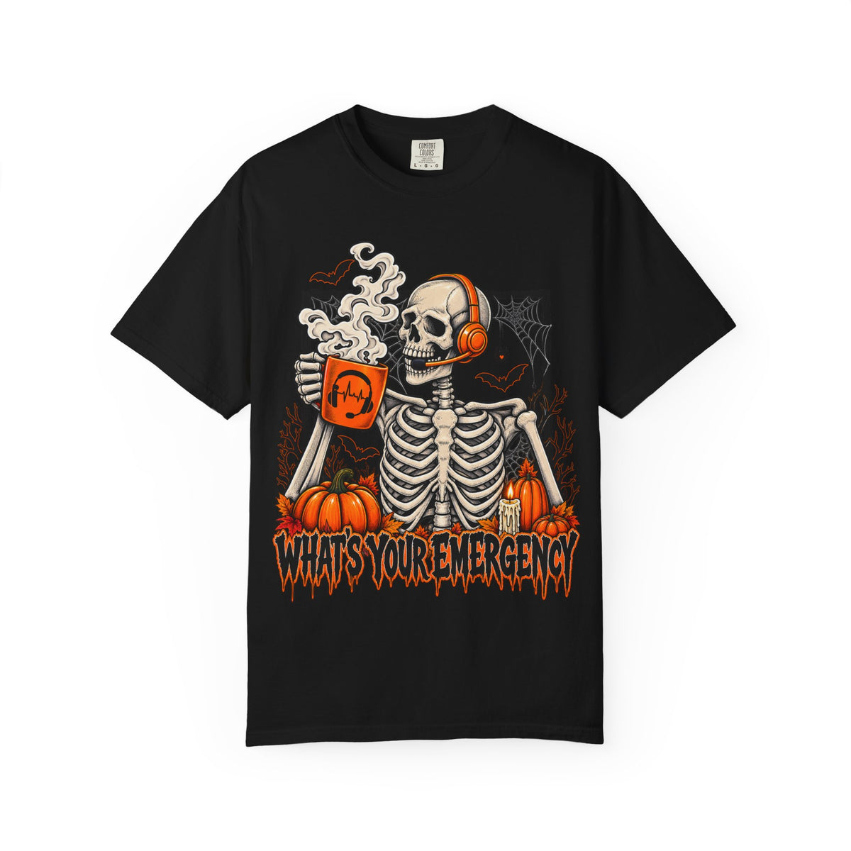 What's Your Emergency? | Spooky 911 Dispatcher Skeleton Comfort Colors® T-Shirt