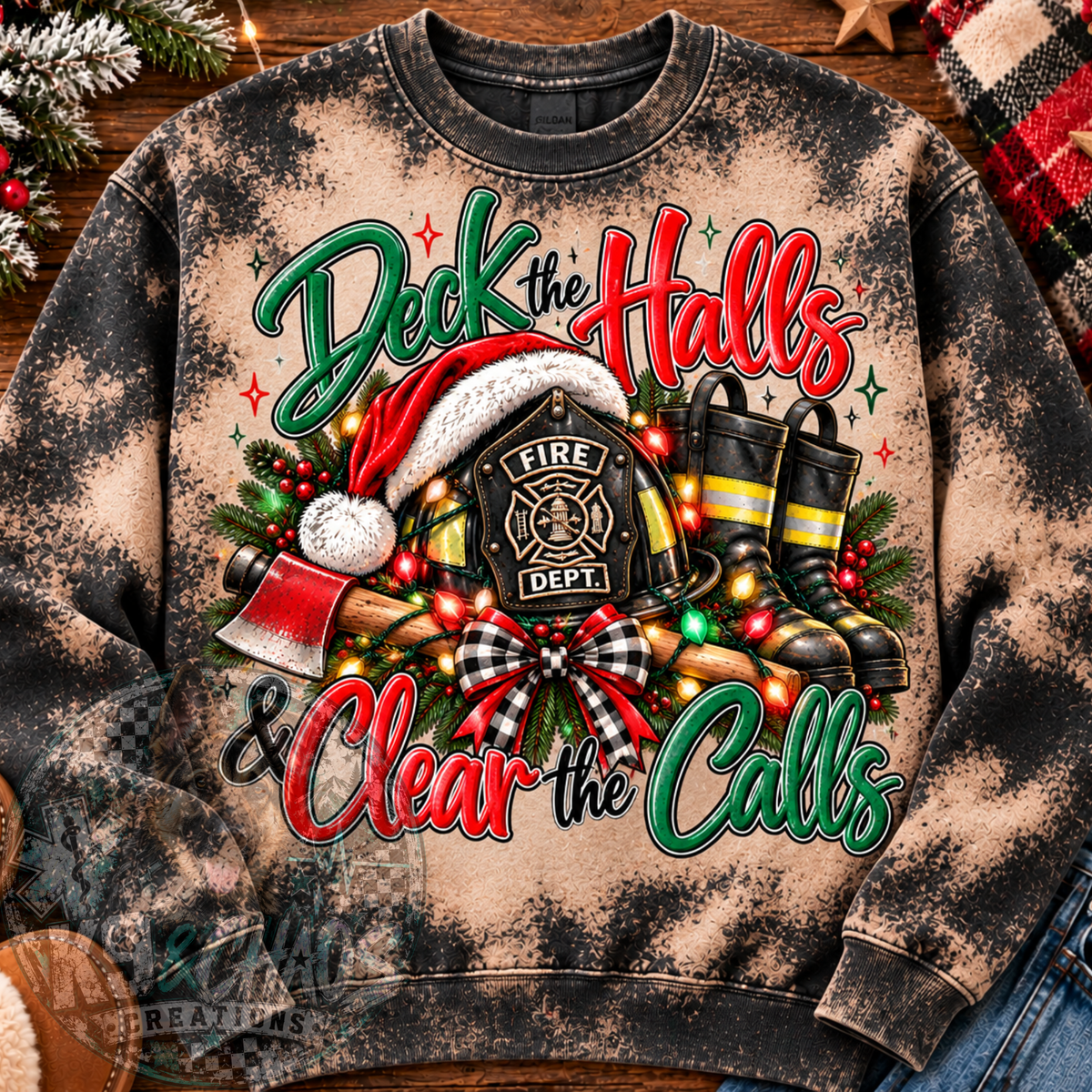 Deck the Halls & Clear the Calls Firefighter Christmas PNG | Digital Download