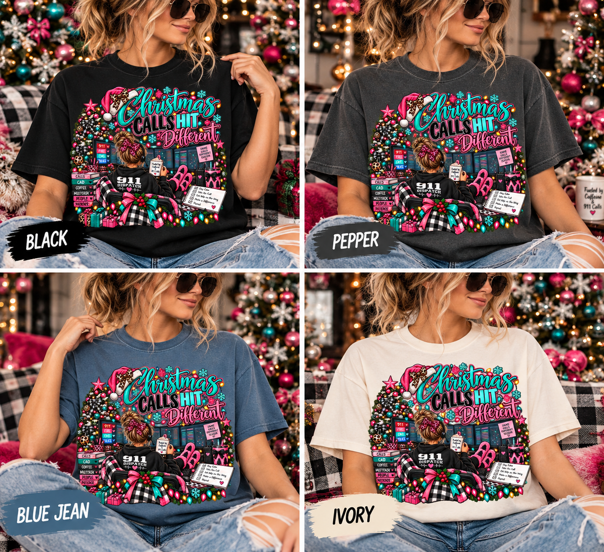 Christmas Calls Hit Different | 911 Dispatcher Christmas T-Shirt | Holiday Dispatch Shirt
