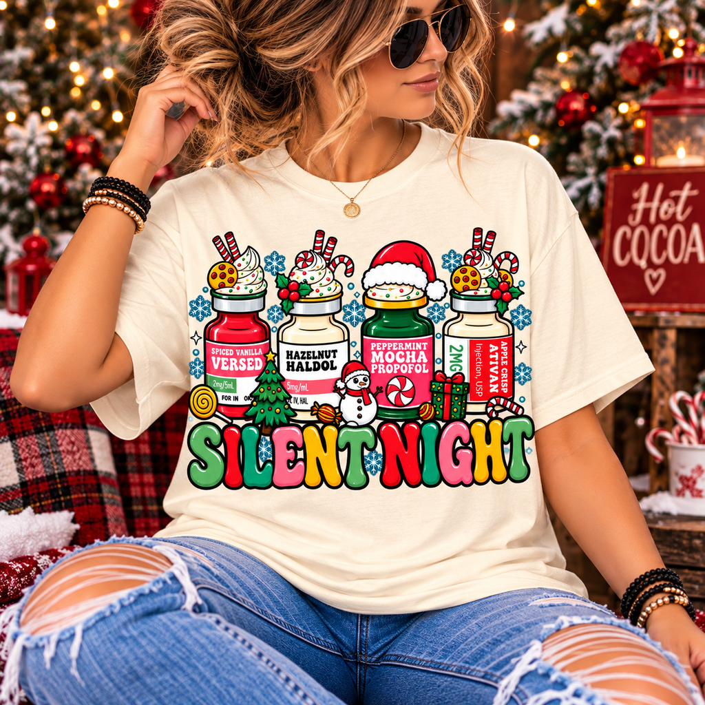 Silent Night | Funny EMS Christmas Comfort Colors® T-Shirt | Medical Humor Holiday Tee