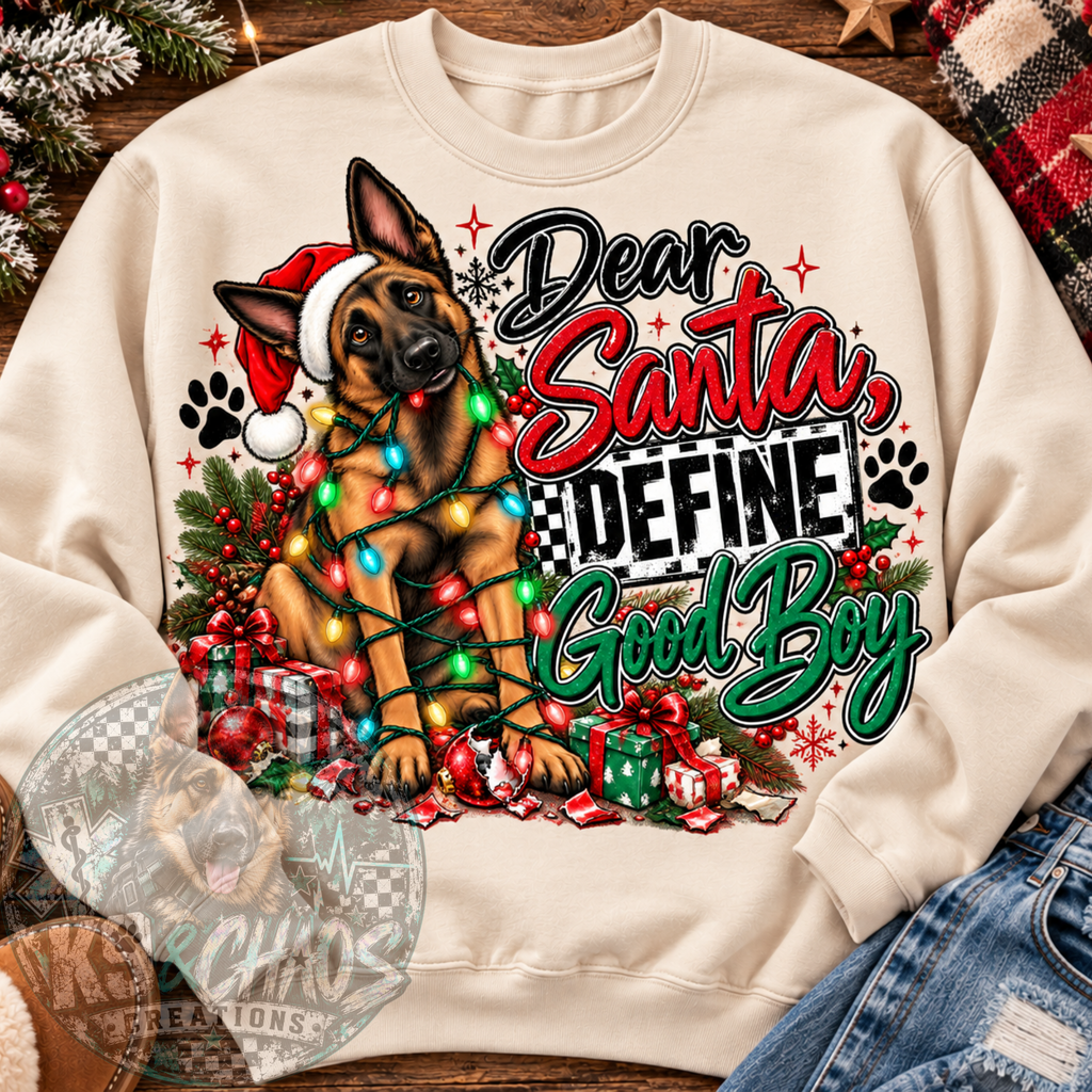 Dear Santa Define Good Boy Christmas K9 PNG | Digital Download