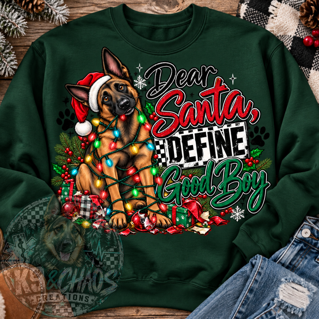 Dear Santa Define Good Boy Christmas K9 PNG | Digital Download