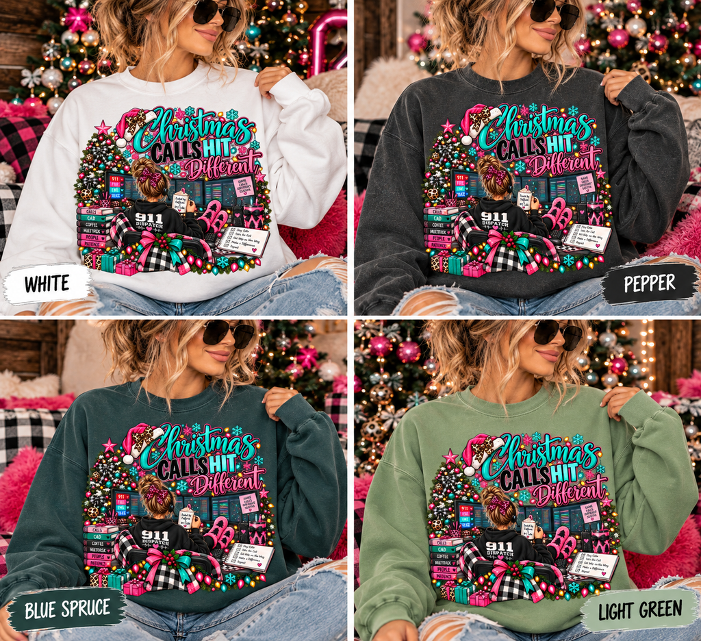 Christmas Calls Hit Different | 911 Dispatcher Comfort Colors® Crewneck Sweatshirt