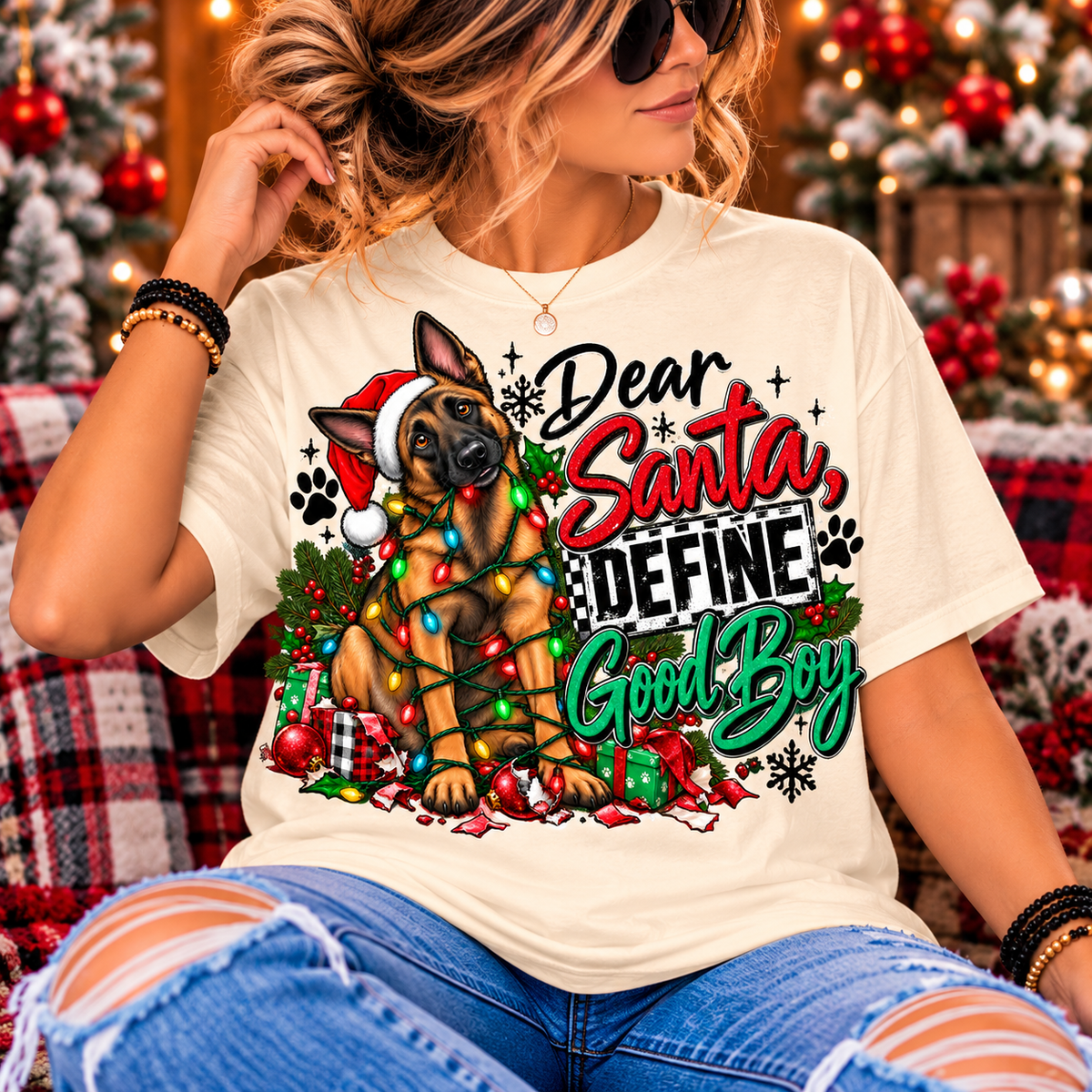 Dear Santa, Define Good Boy | Funny Christmas K9 Comfort Colors® T-Shirt | German Shepherd Holiday Tee