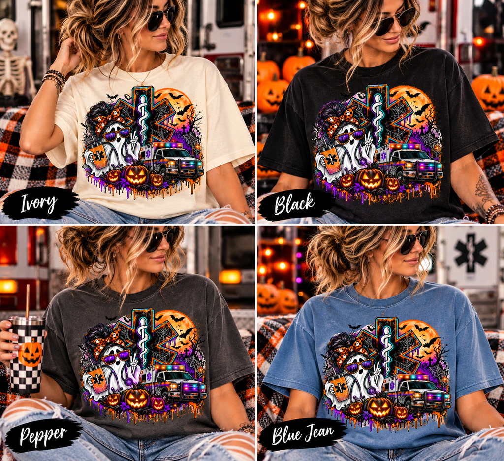 Spooky Season EMS Ghost | Halloween EMT & Paramedic Comfort Colors® T-Shirt