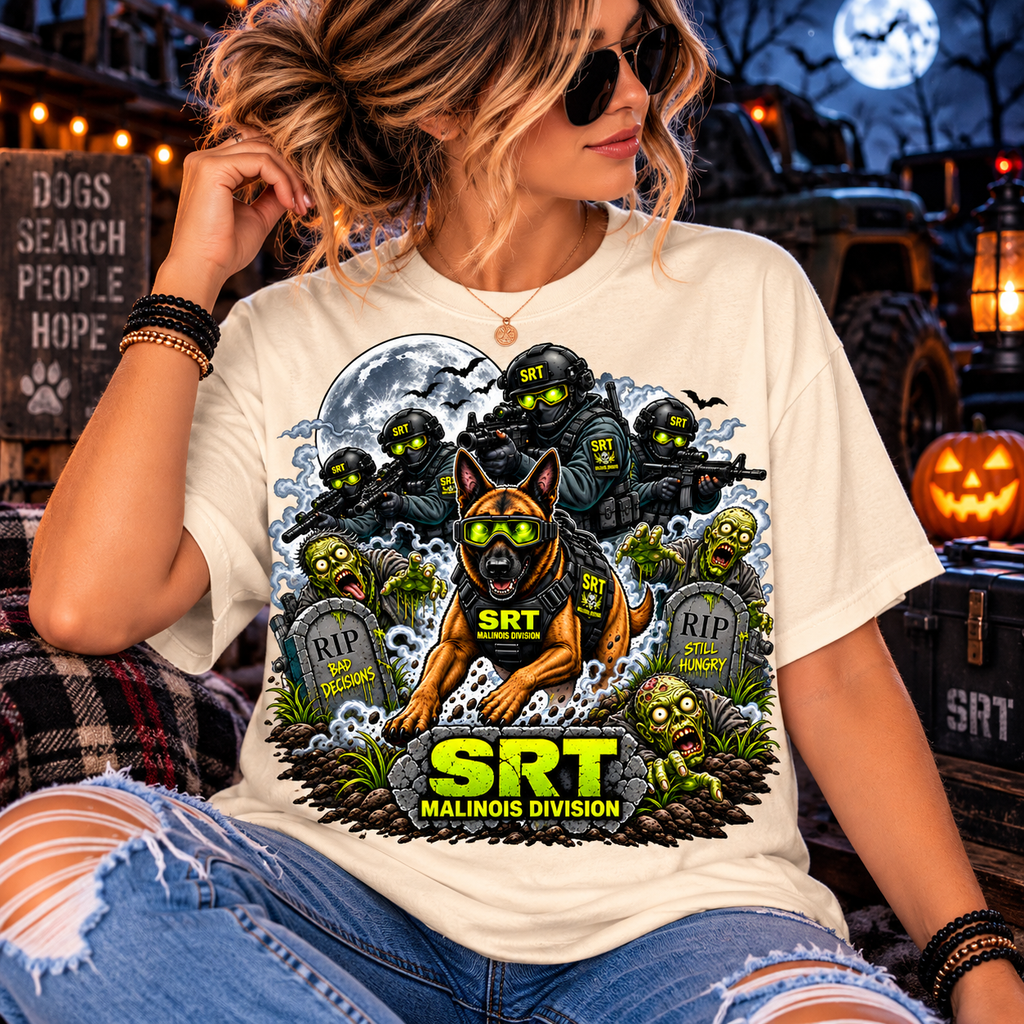 SRT Malinois Division | Zombie Apocalypse K9 Comfort Colors® T-Shirt | Halloween Tactical Dog Tee