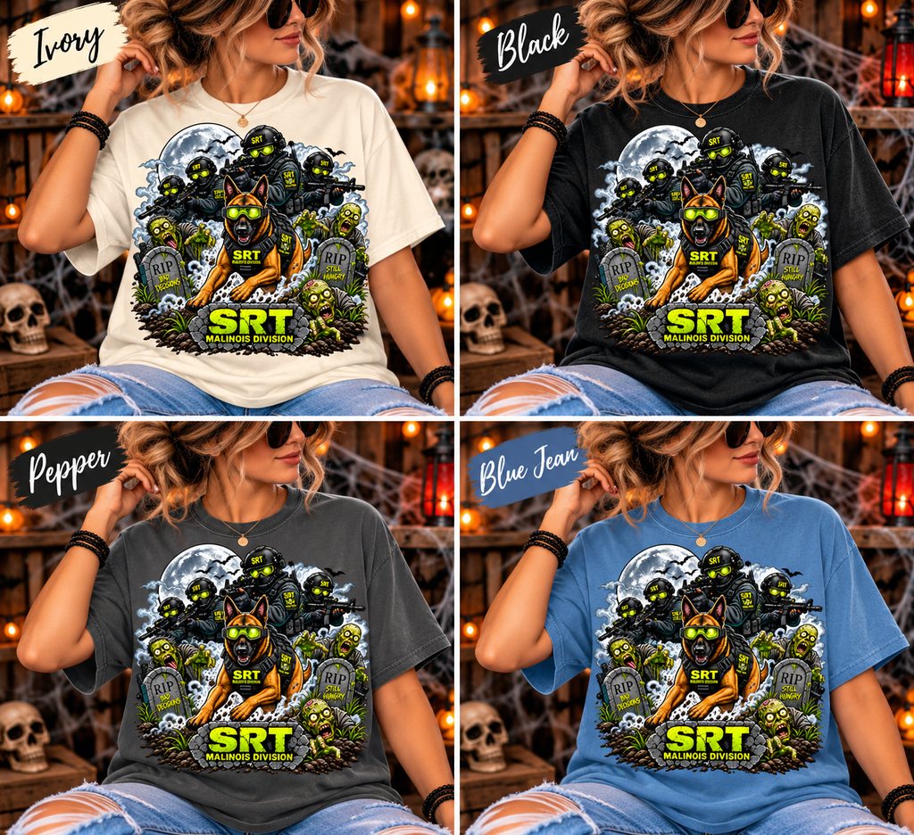 SRT Malinois Division | Zombie Apocalypse K9 Comfort Colors® T-Shirt | Halloween Tactical Dog Tee
