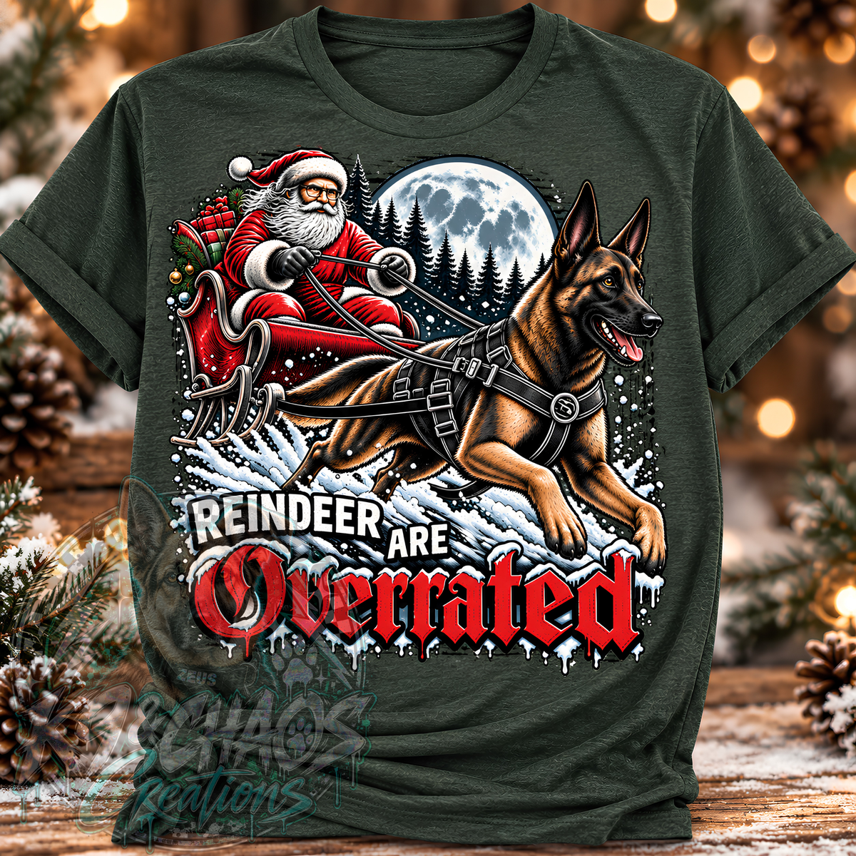 Reindeer Are Overrated | Christmas Malinois PNG